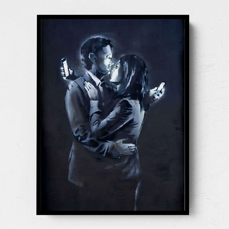 Framed-Canvas-Black-banksy-
